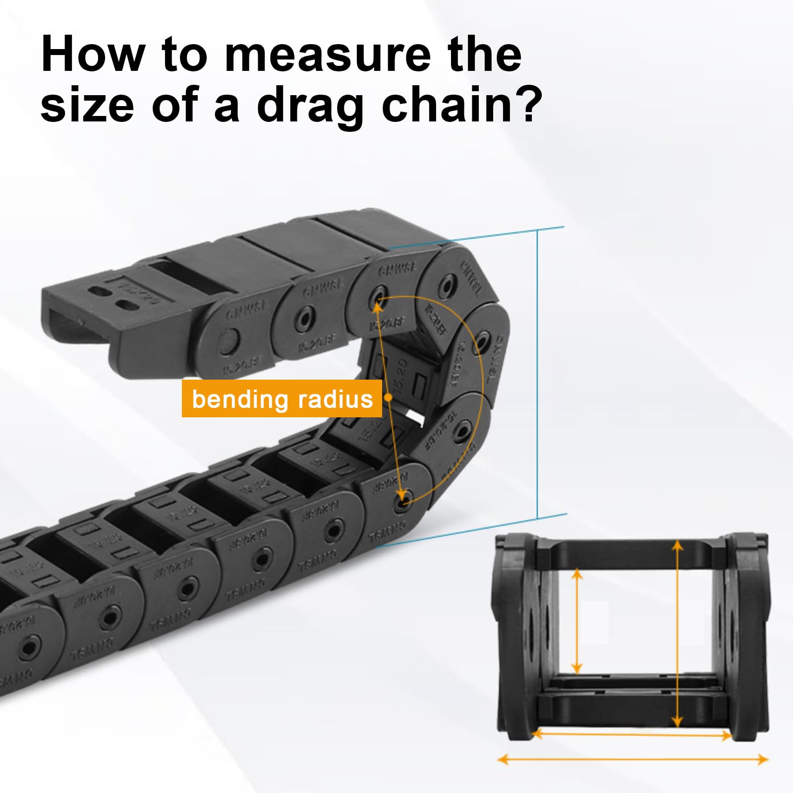 SPORWAY Cadena de arrastre de cable de 15 mm x 50 mm: cadena energética con destornillador, guía de cable para impresora 3D, máquinas herramientas CNC, brazo robótico