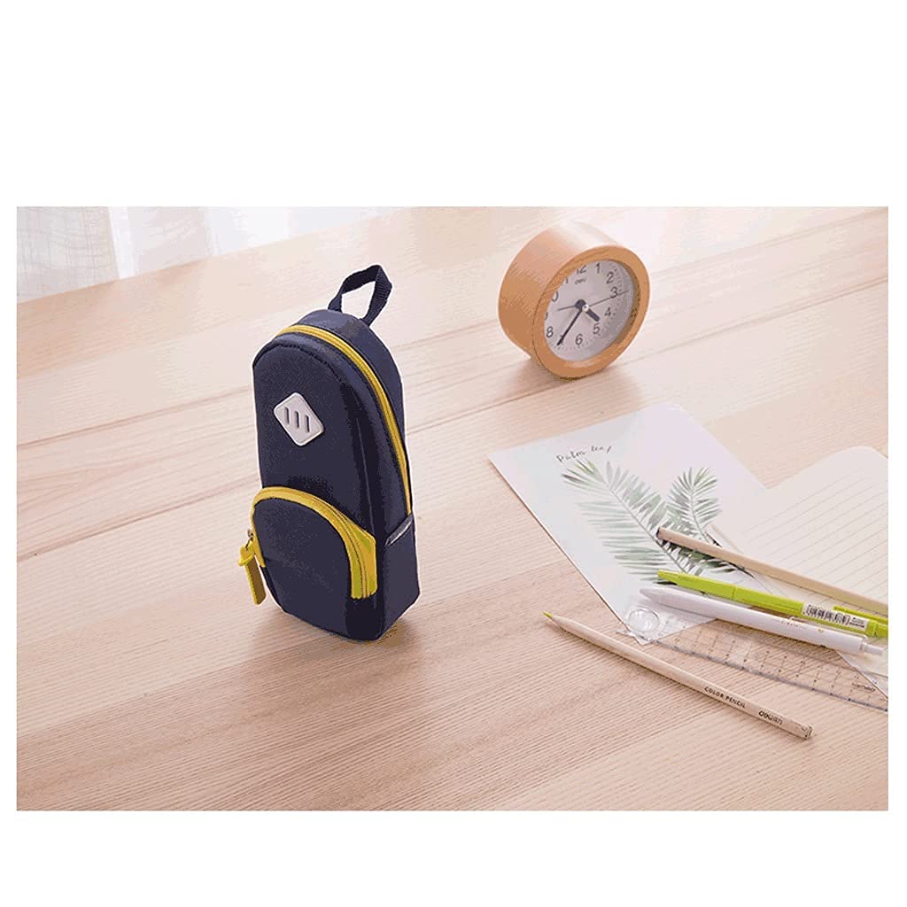 Funda de lápiz de pie, estuche de lápices de gran capacidad, bolso de almacenamiento de papelería portátil creativo, bolsa de bolsa de cosméticos multifuncional bolsa de bolsa de pluma azul pluma