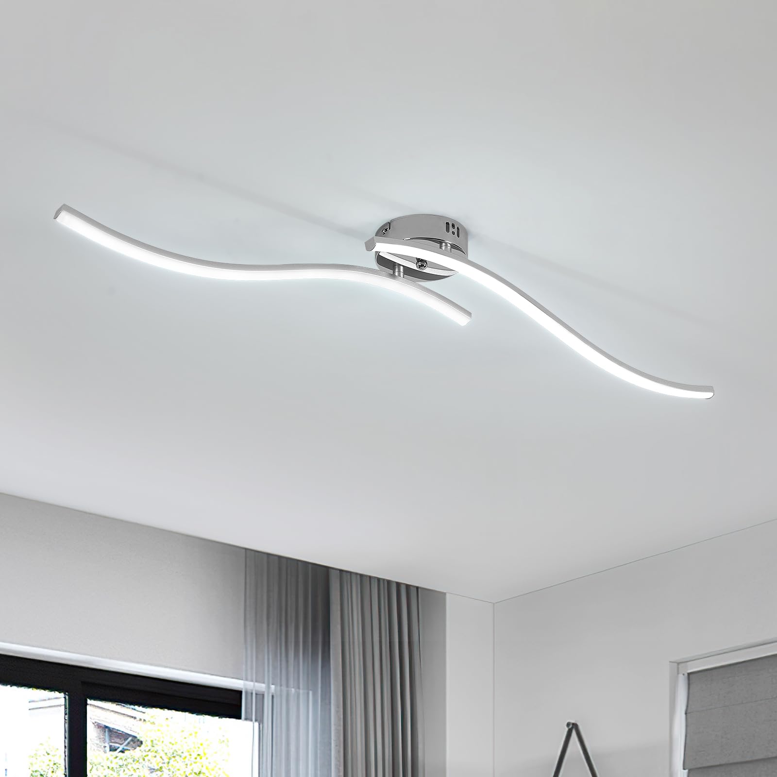 Dorlink Żyrandol do salonu, lampa sufitowa Led do salonu, żyrandol do sypialni, 30 W 2700 LM Nowoczesne oświetlenie wewnętrzne, 6500 K Biały 2 wbudowane pręty LED, odpowiednie do korytarzy, kuchni i