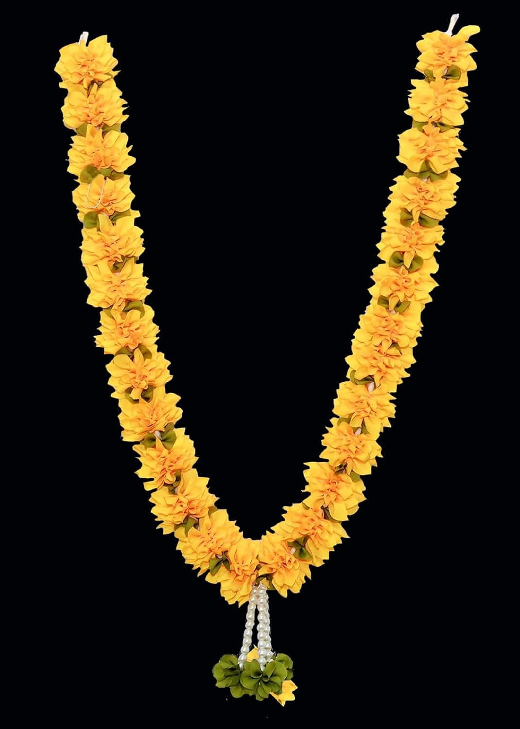 Handmade Artificial Sevanti Flower Garland for Photo Frame & God Idols | Washable Yellow Floral Mala for Pooja, Temple, Mandir & Memorial Decoration-image-5