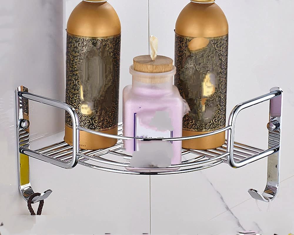ZJHFFFG Basket Corner Shower Caddy Brass Bathroom Accessory Sets Shelves Unit Wall Mounted Organiser Rack Corner Bath Shelf