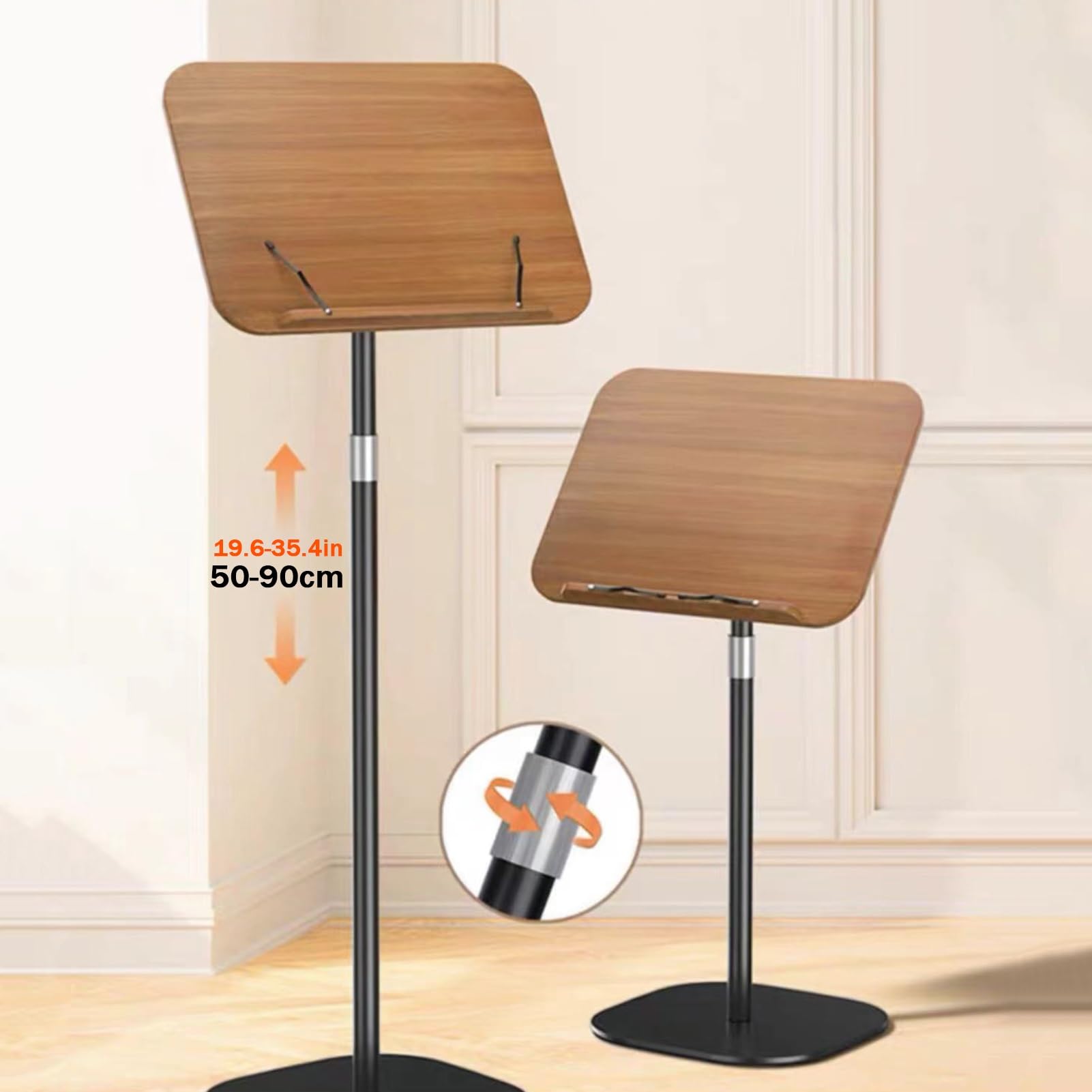 Soporte portátil para púlpito de iglesia con superficie de lectura inclinada, escritorio de pie para un fácil montaje, altura ajustable de 19.6 a 35.4 pulgadas