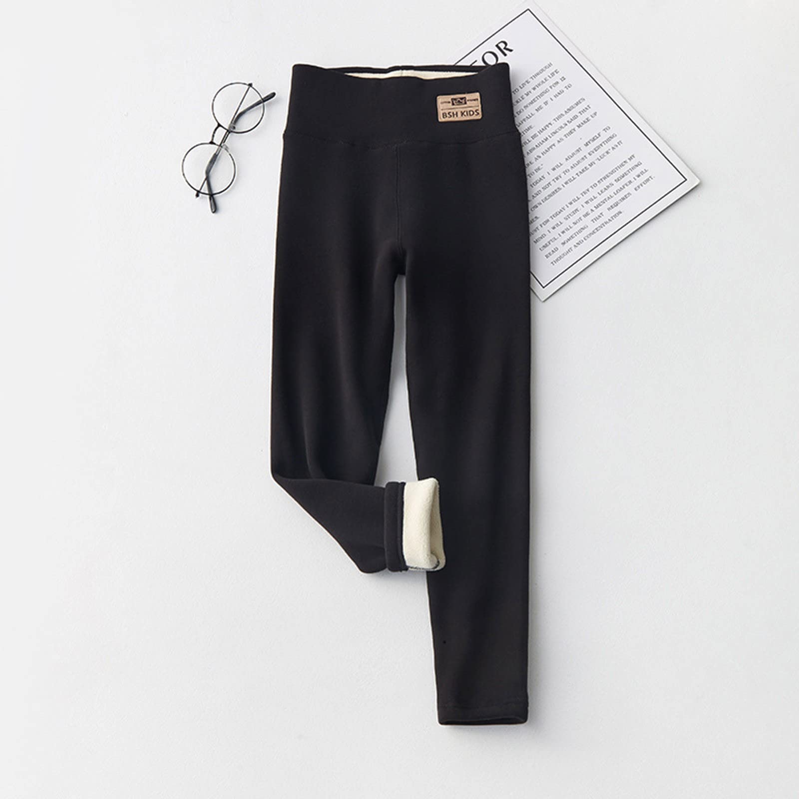 Longra Thermoleggins Kinder Strumpfhosen Mädchen Thermostrumpfhosen Lang High Waist Fleece Hose Winter Warme Jogginghose Gefüttert Thermohose mit flauschigem Innenfleece Elastische Strumpfhosen