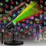 Christmas Laser Lights Outdoors Decoration Projector Light Waterproof LED Star Show for Xmas Decor House Home Yard Garden Patio Wall Indoor , Red and Green with Wireless Remote