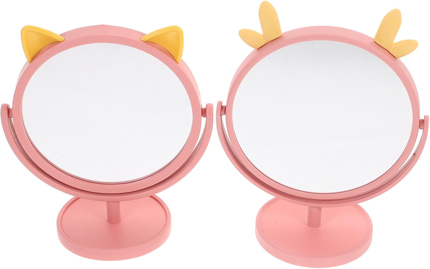 VALICLUD Cartoon Makeup Mirror 2Pcs Pink Tabletop Vanity Set Base