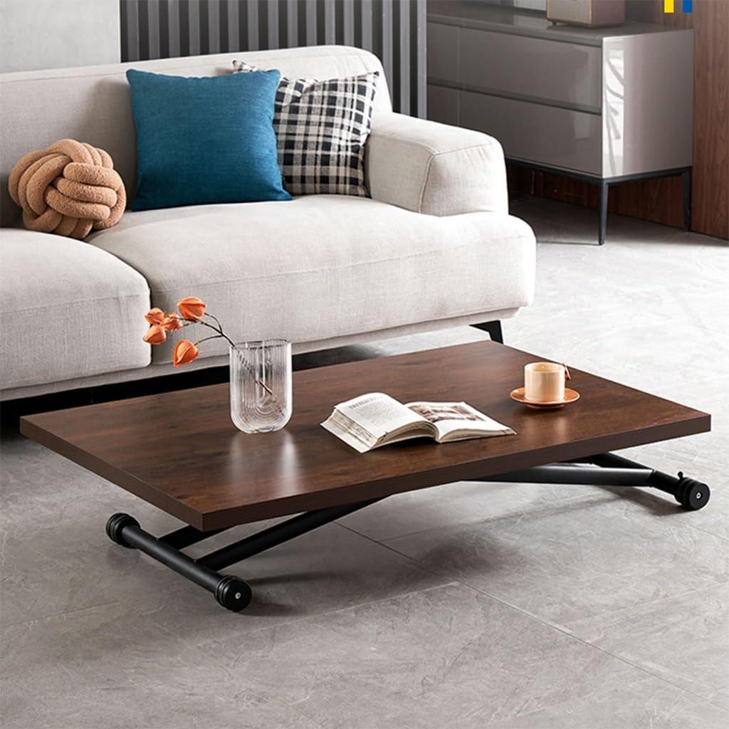 Regulowany wysokość Lift Top Coffee Table, wielofunkcyjny składany stół do jadalni z drewnianą powierzchnią i trwałymi metalowymi nogami dla wszechstronnych pomieszczeń mieszkalnych