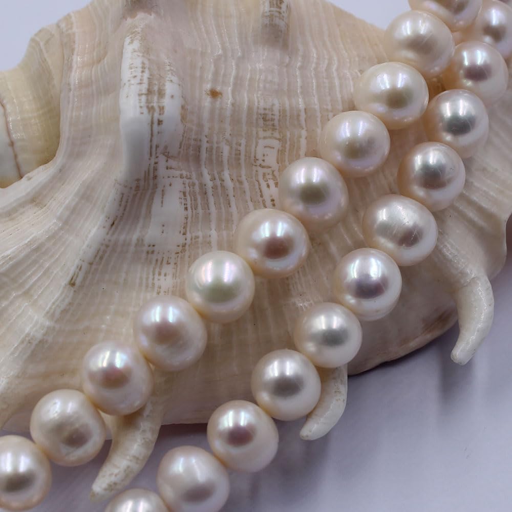 Jewelry Making Natural 9-10mm AAA Egg Shape White Freshwater Pearl Gemstone Loose Beads Strand 15"