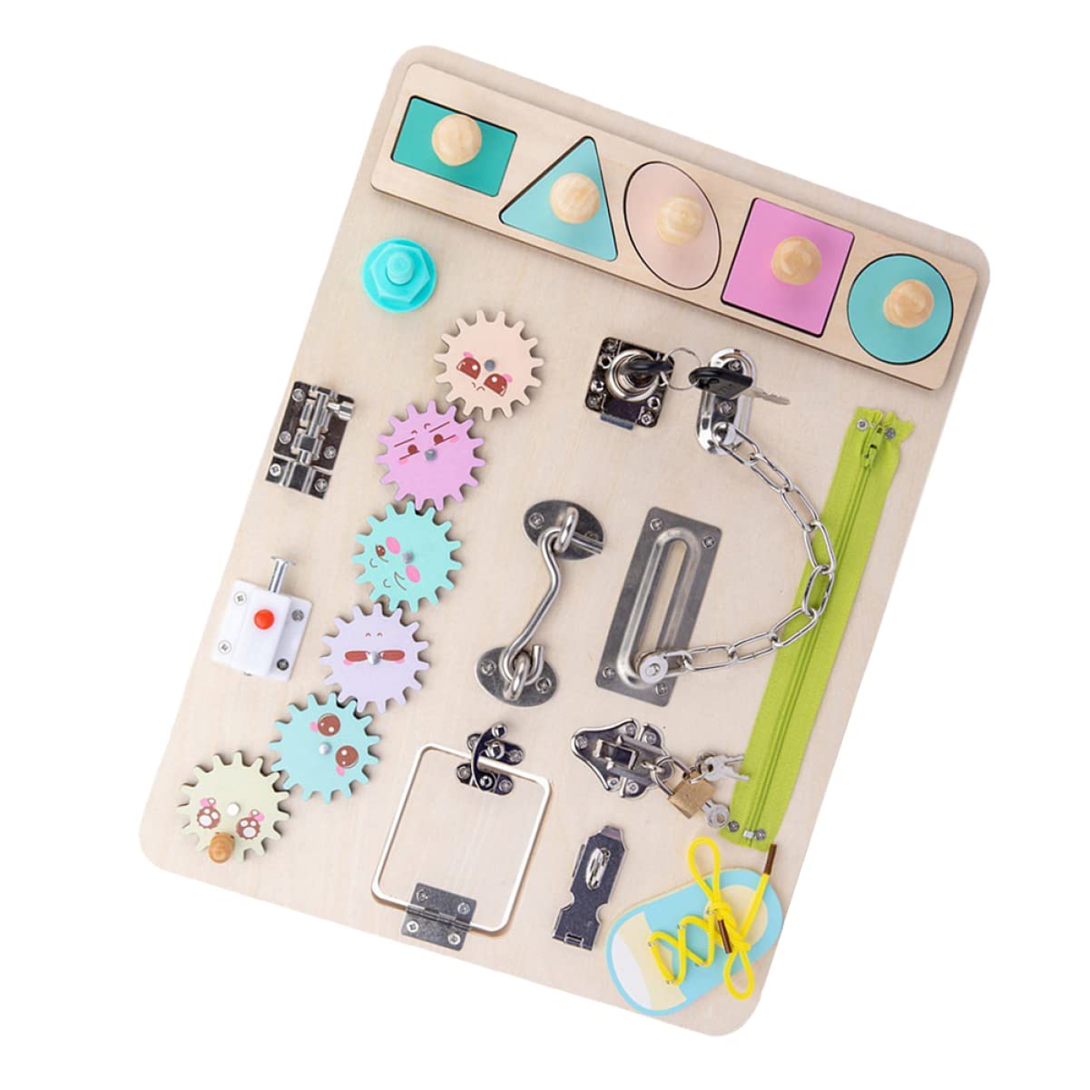 YARNOW Busy Board in Legno Colorato, Gioco Montessori per Bambini | Finitura Ben Levigata, Ingombro Ridotto, Struttura per Apprendimento Precoce
