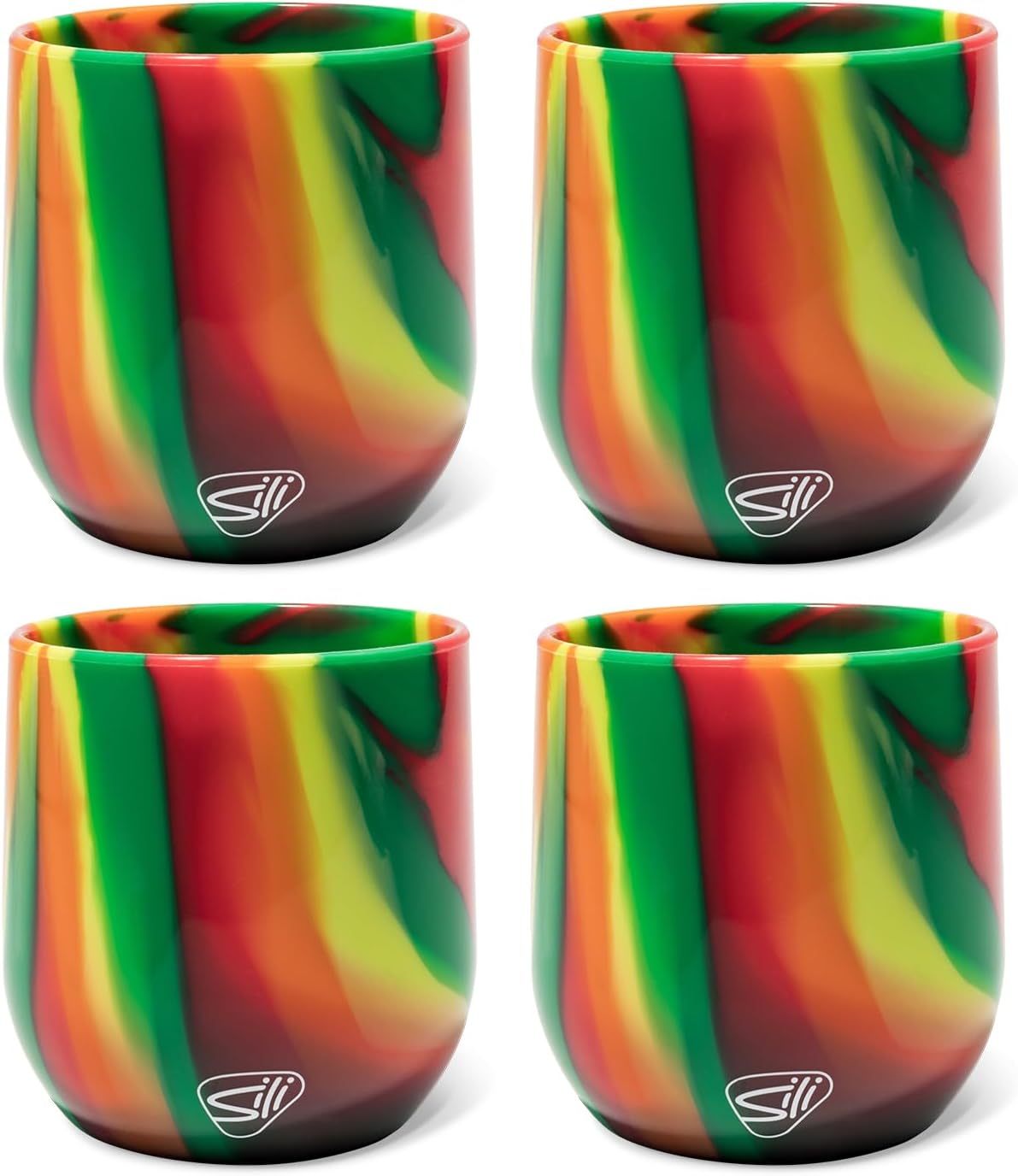 Silipint 12oz Stemless Silicone Wine Glass - BPA-Free Shatterproof Non-Toxic Dishwasher Safe Unbreakable Wine Glass - Perfect for Outdoor Picnics Camping Home Use Pack of 4 Hibiscus