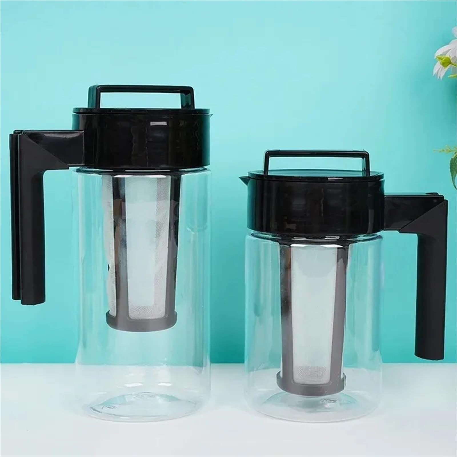 Cold Brew Kaffeekanne 1 Stück 900 Ml 1300 Ml 2000 Ml Cold Brew Iced Coffee Maker Mit Kaffeefilter Und Griff Eiskaffeekanne Cold Brew Teekanne für kaltgebrühten Kaffee(2000ml)