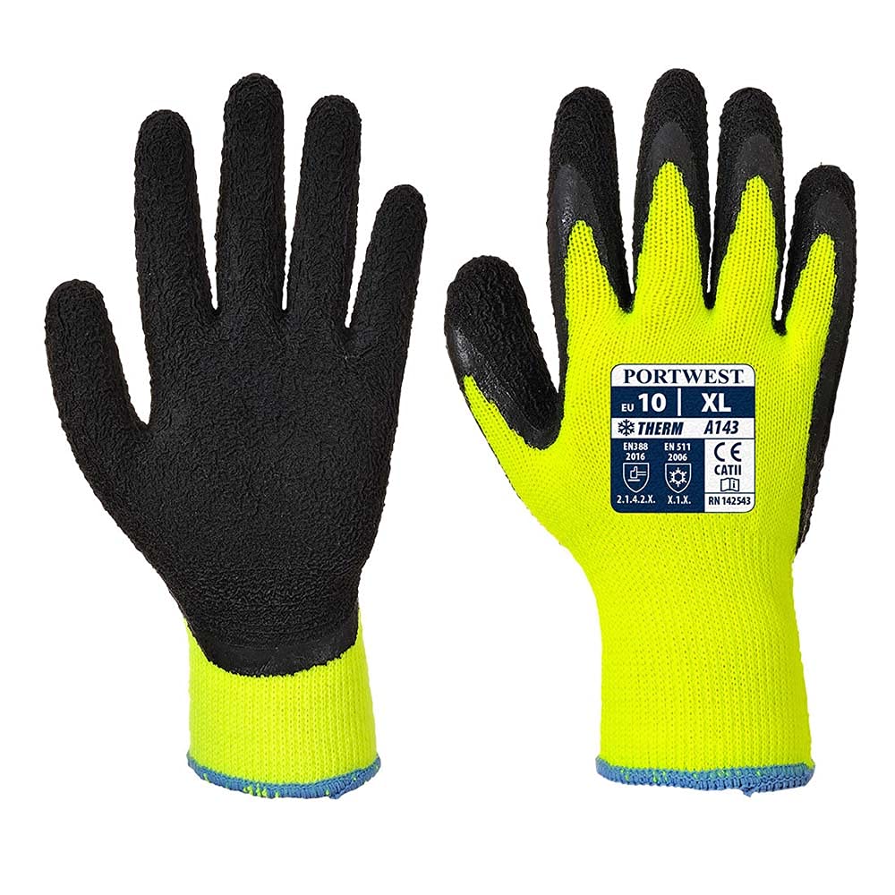 Portwest A143 Thermal Soft Grip Glove Yellow/Black, X-Large