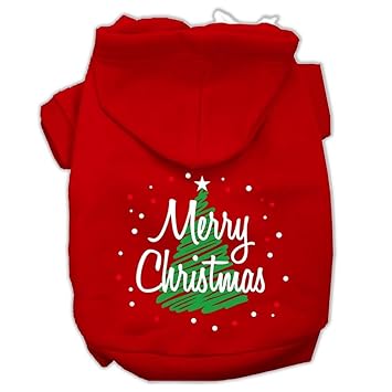 Mirage Pet Products Scribbled Merry Christmas Screenprint Pet Hoodies, 3X-Large, Red