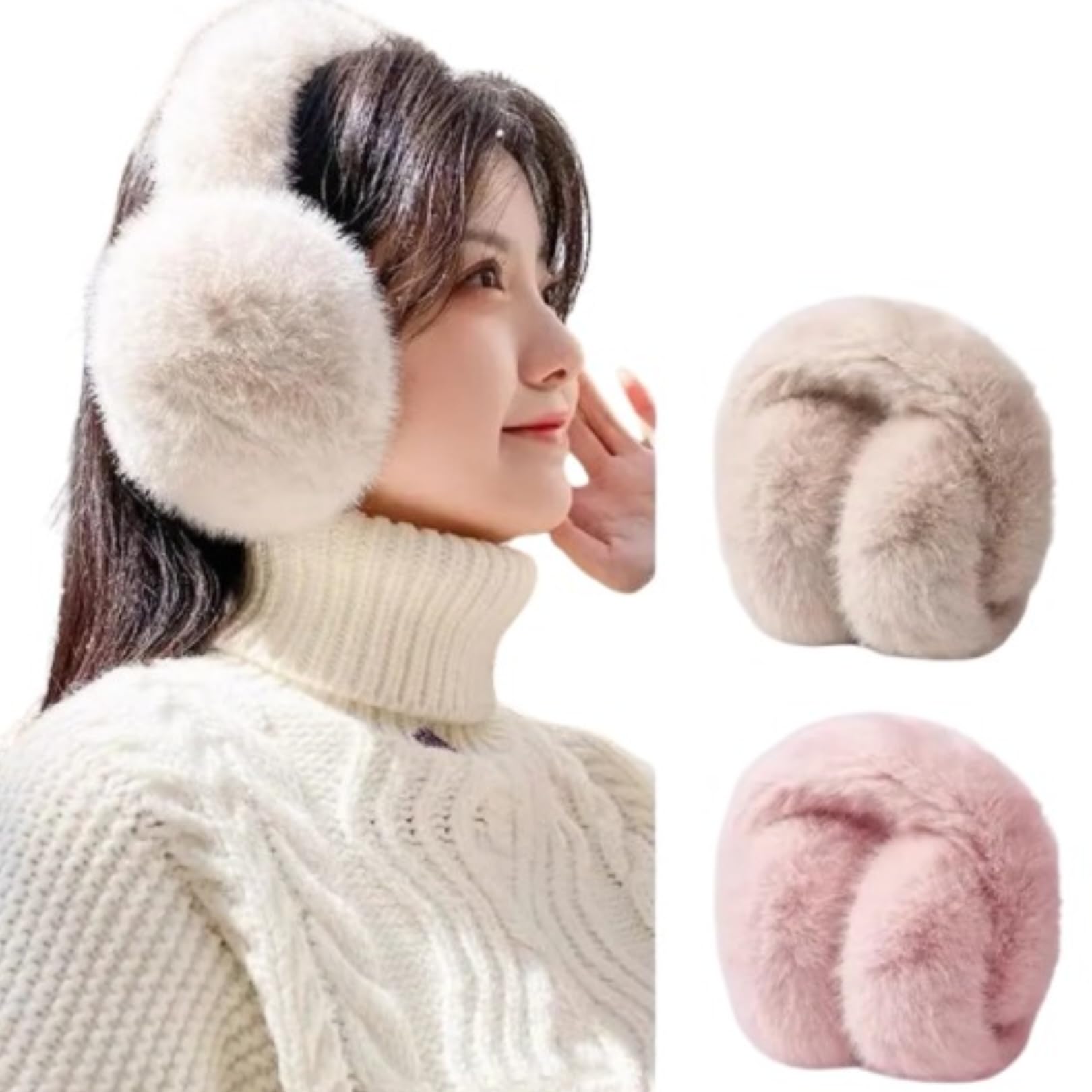 Women’s Winter Fluffy Foldable Earmuffs – Soft Plush Ear Warmers for Outdoor Use, Multicolor Ear Covers, Pack of 1