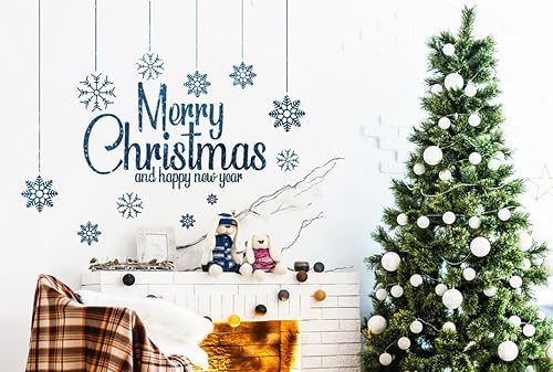 Miniatura 2 de Calcomanía de pared con texto en inglés "Merry Christmas and Happy New Year" (Feliz Navidad y Feliz Año Nuevo), calcomanías artísticas con texto en