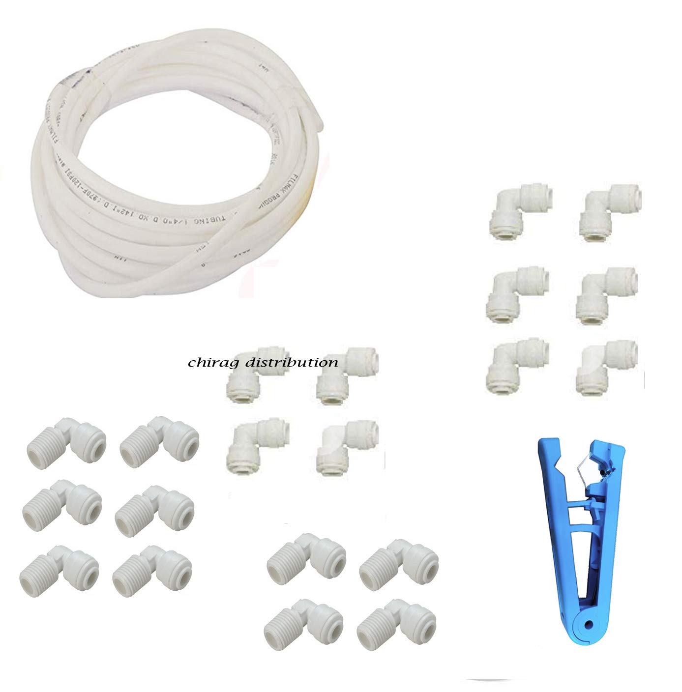 chrirag distribution Food Grade Pipe with Lbow Ang Cutter (10 m, White)