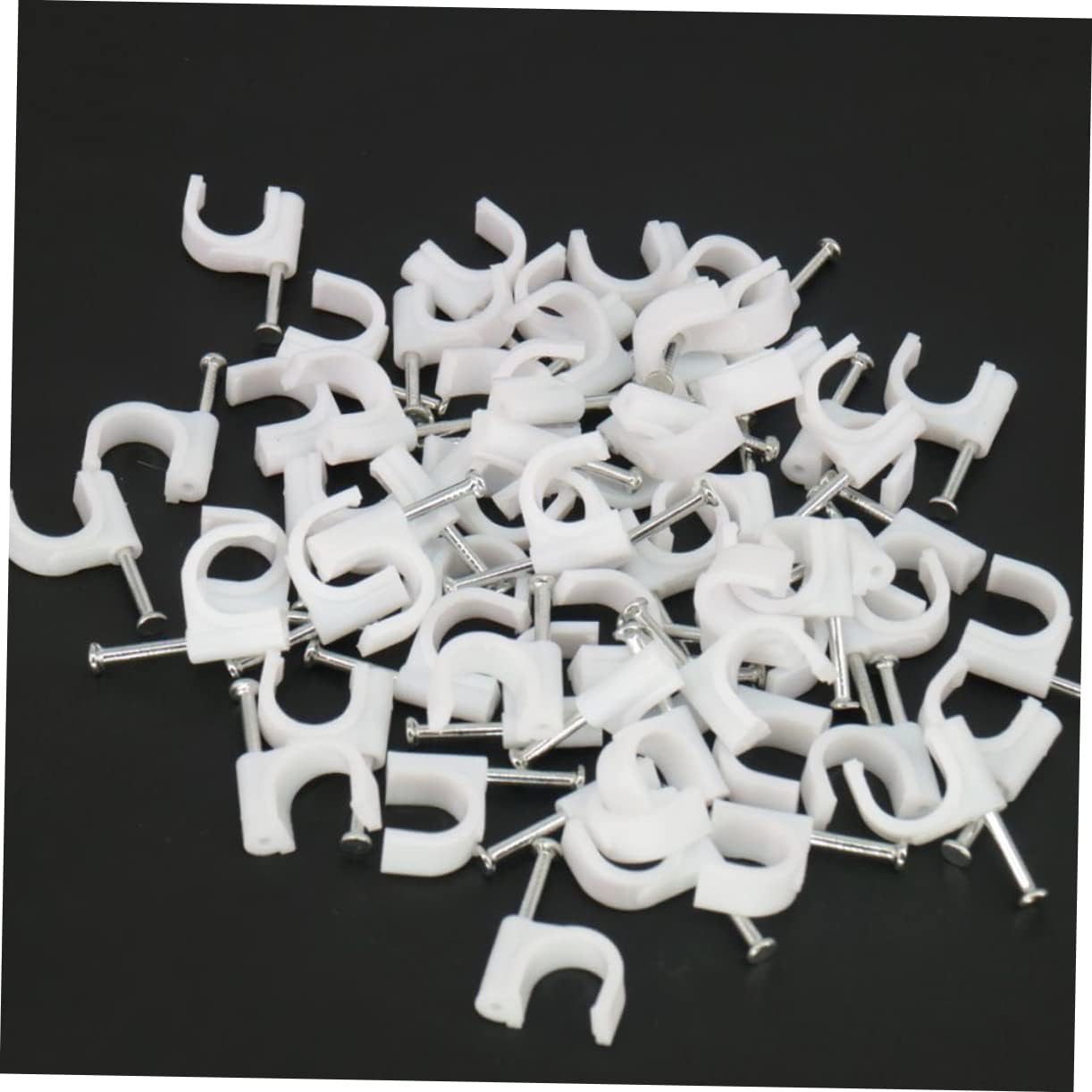 200 Pcs round Cable Wire Clips for Electrical Home Office Use | PE Material, White Finish, Impact Resistant and Weather Resistant, Protects Insulation, Non Corrosive
