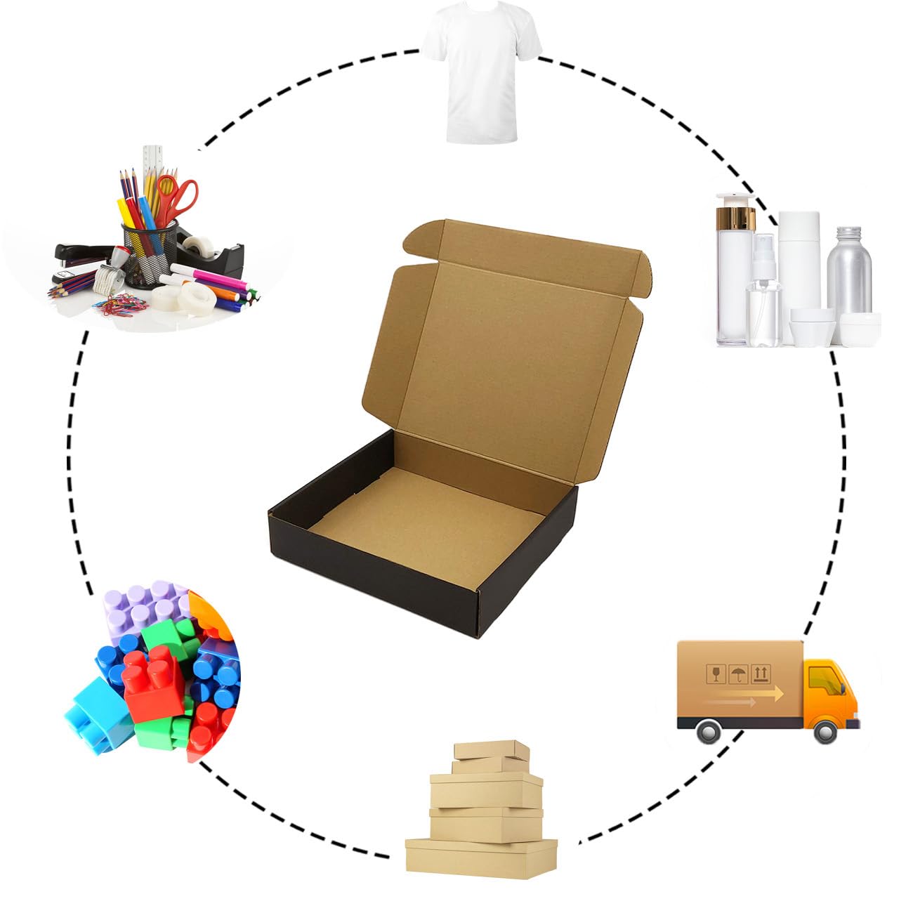 Confezione da 24 scatole per spedizioni in cartone a 3 livelli con coperchio per imballaggio postale, regalo, libro digestivo, donazione, nero (33 x 25,4 x 5,1 cm)