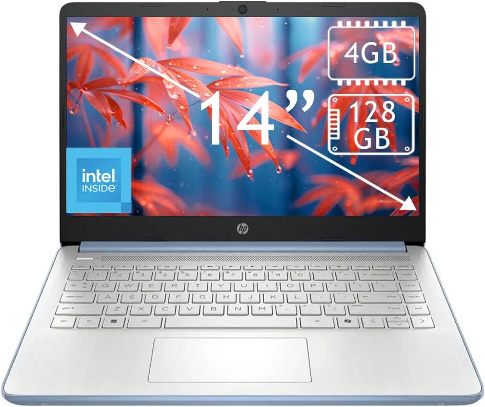 HP Student Laptop, Intel Processor N150(up to 3.6 GHz), 14 Inch LED Screen,8G RAM, 128GB Storange,One Year Office 365, Windows 11 Home,w/YYY Bundle,Pink