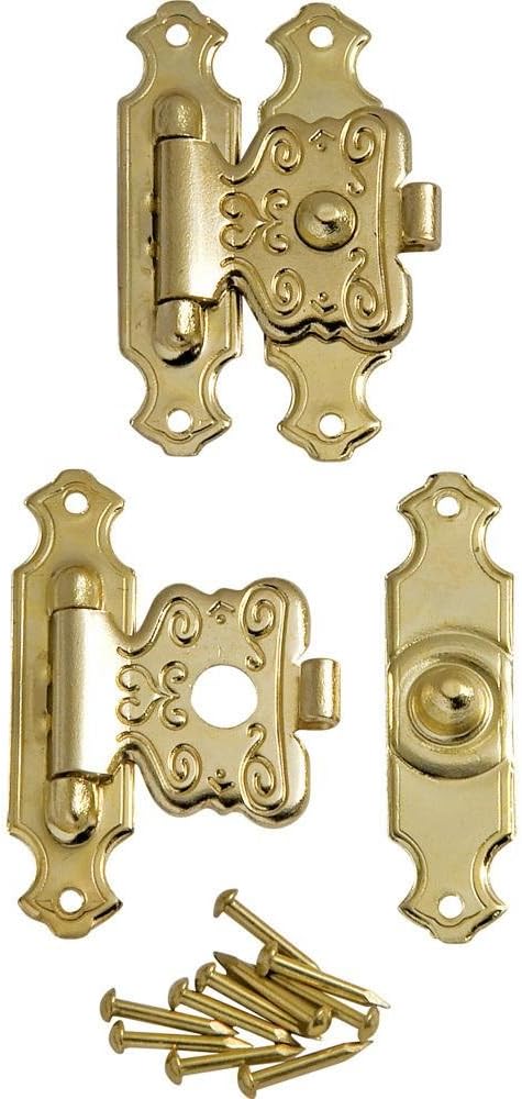 Rockler Decorative Jewelry Box Latch – Small Metal Box Clasp for Wooden Boxes, Cases & Crafts - Mini Cabinet Latch Hardware with Mounting Nails, Brass or Nickel Finish for DIY Woodworking Projects