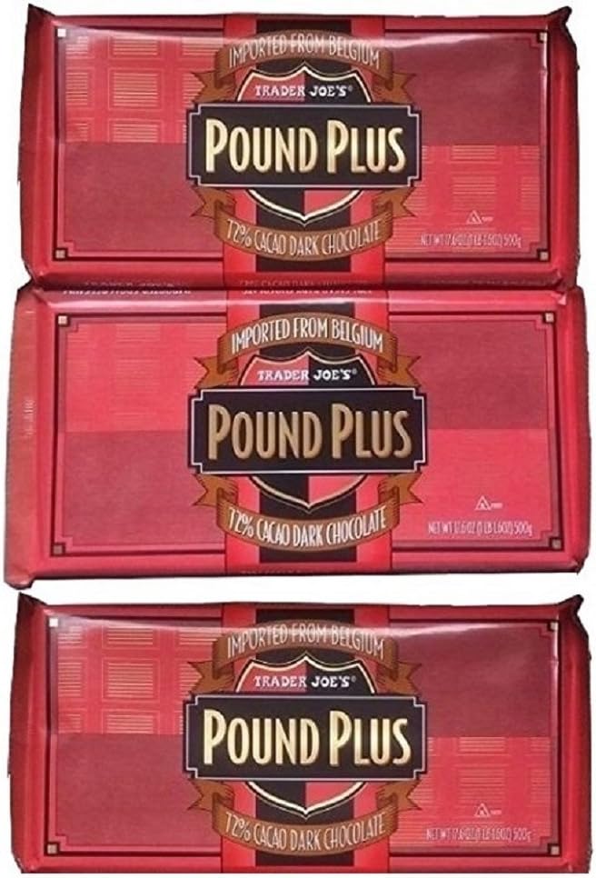 Trader Joes 72% CACAO Dark Chocolate Huge Pound Plus Candy Bars 3 Pack No Artificial Flavors No Preservatives