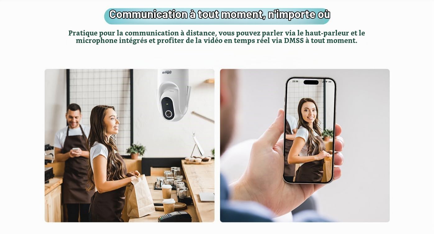 Dahua Caméra réseau Wi-FI panoramique et inclinable d'intérieur à focale Fixe 4 MP - DH-H4C