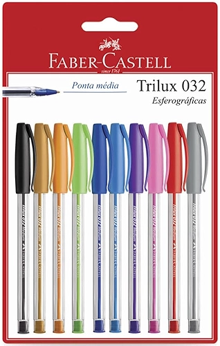 Trilux Colors Ctl com 10, Faber-Castell, SM/032ESC10, Multicor, pacote de 10