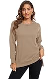 Women's Nursing Tops Sweatshirt Long Sleeve Side Split Breastfeeding Shirt
