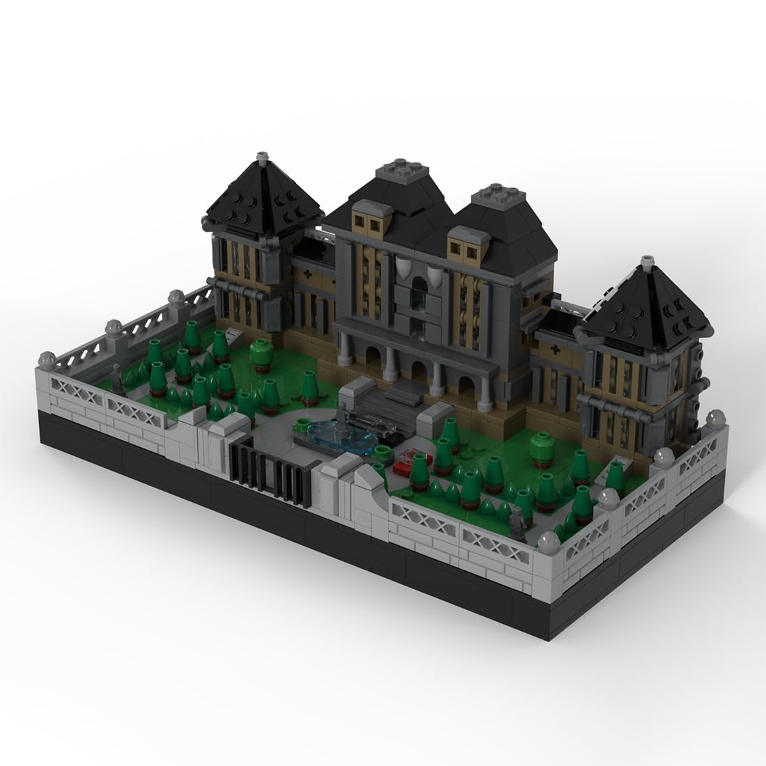 MOC Klemmbausteine Gotisches Herrenhaus und versteckte Basis Modell, 1613Teile Architecture Straßenszene Haus Modulare Gebäude Set, MOC-190650