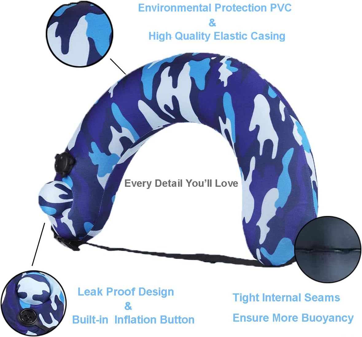 eirix Inflatable Swim Trainer for Kids/Adults, Protable Swimming Life Belt for Training, Multifunctional U Shaped Travel Nect/Waist Pillow : Sports & Outdoors