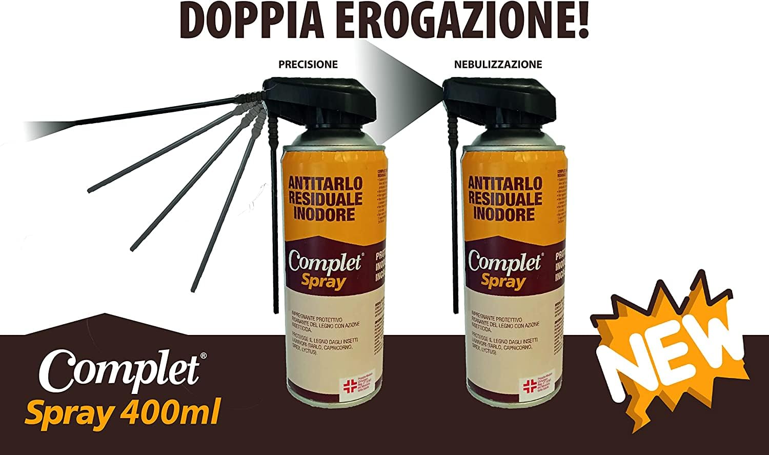 Complet Antitarlo Spray per Legno 800 ml | Fungicida Inodore e Incolore | Protezione Mobili, Parquet e Oggetti in Legno contro Tarli e Funghi (2 pezzi da 400 ml)
