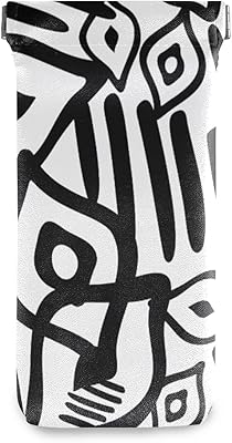 HUSSRITY Eyeglasses Case Abstract Ethnic Pattern Sunglasses Pouch Soft PU Leather Squeeze Top Eyeglass Holder Portable Glasses Case For Women Men