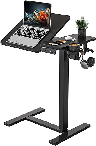 YIHAYO Mesita de noche ajustable para colocar sobre la cama con ruedas, escritorio eléctrico de pie móvil de 24 x 16 pulgadas, escritorio para