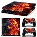 Morbuy PS4 Skin Vinyl Autocollant Decal Sticker pour Playstation 4 Console + 2 Dualshock Manette Set Skins (Rouge Feu Fleur)