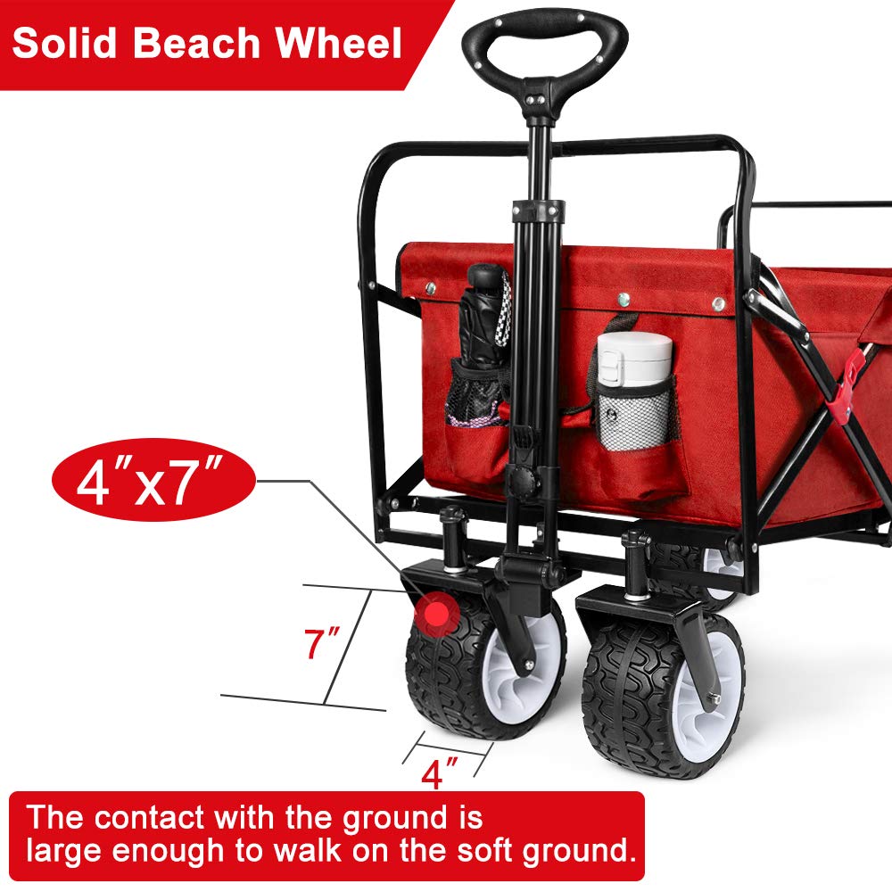 Buy BEAU JARDIN Folding Beach Wagon Cart 300 Pound Capacity Collapsible