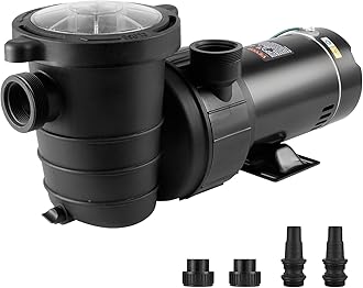 VEVOR Above Ground Pool Pump, 1HP, 80 GPM Max. Flow Single Speed Swimming Pool Pump, 120V 3450 RPM 36 ft Max. Head Lift Pool Pump with Filter Basket, for Above Ground Pools Hot Tubs Spas