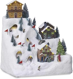 FEERIC LIGHTS & CHRISTMAS Pueblo de Navidad Pista de esquí Animado/Musical 24 LED + Transformador