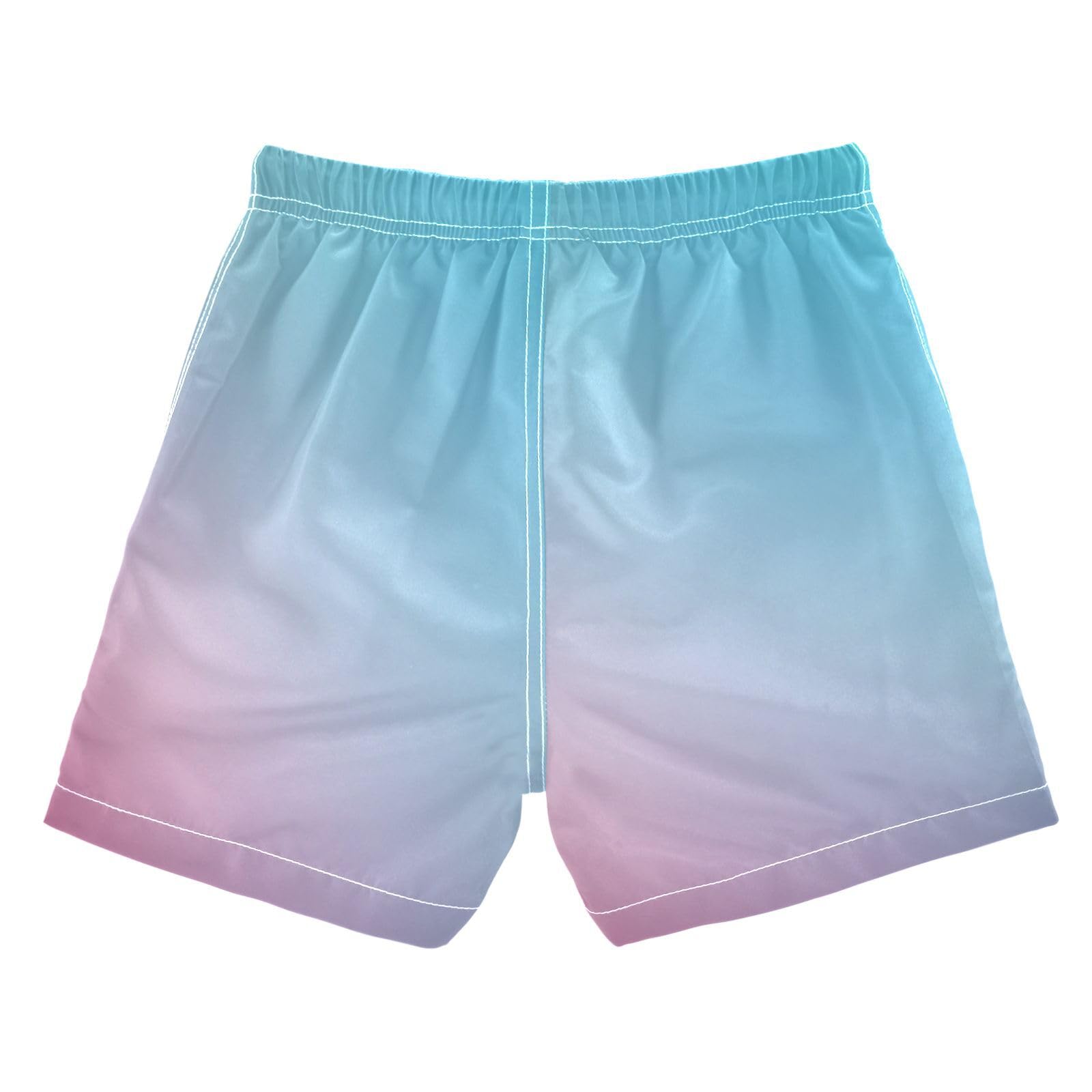 Zathe Teal Gradient Blue Pink Colored Blurred Toddler Swimming Suit Teen's Presents Boys Toddler Board Shorts Kids Swimwears Vacation L 10Y