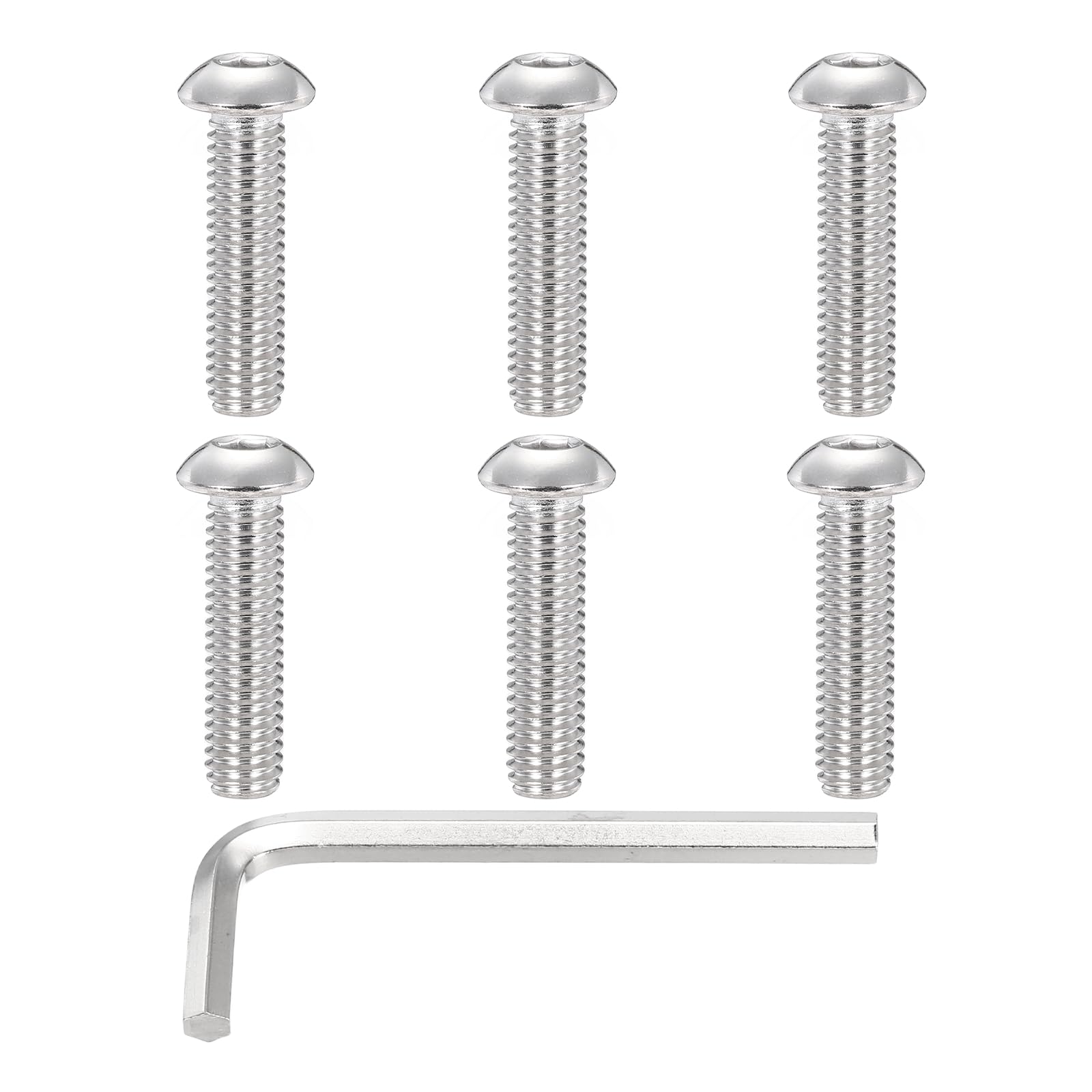 M METERXITY 6 Pack 3/8 16 x 1-1/2" Button Head Socket Cap Bolts Screws, 304 Stainless Steel 18-8 Bolts with Hex Spanner Socket Head Screws for DIY, Furniture, Water Pump, Light Fixture,Silver