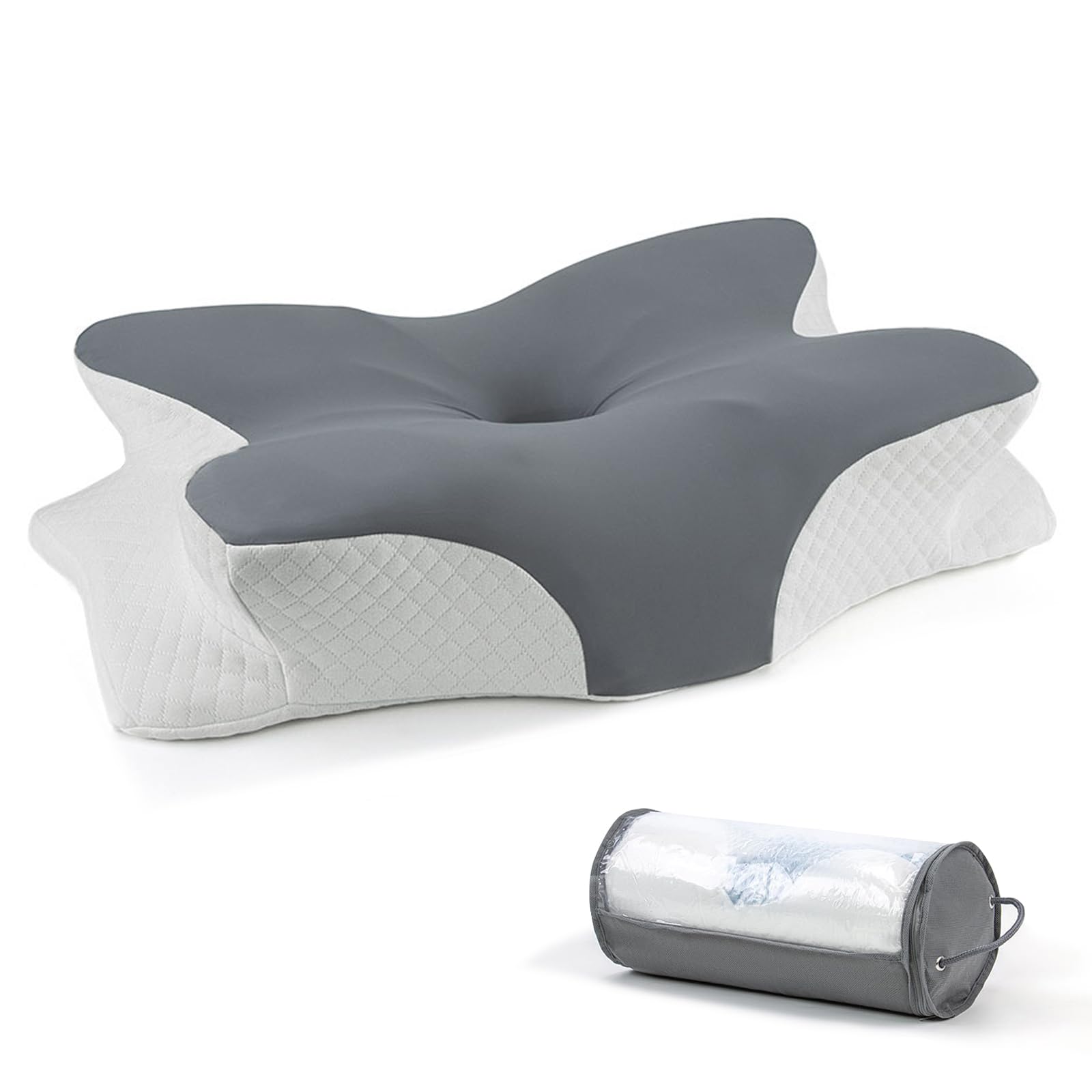Oreiller Ergonomique Cervical, Oreiller Orthopédique à Mémoire de Forme pour la Nuque, Coussin de Soutien du Cou, Oreiller Cervicales Douloureuses, pour Dormir sur Le Côté et sur Le Dos