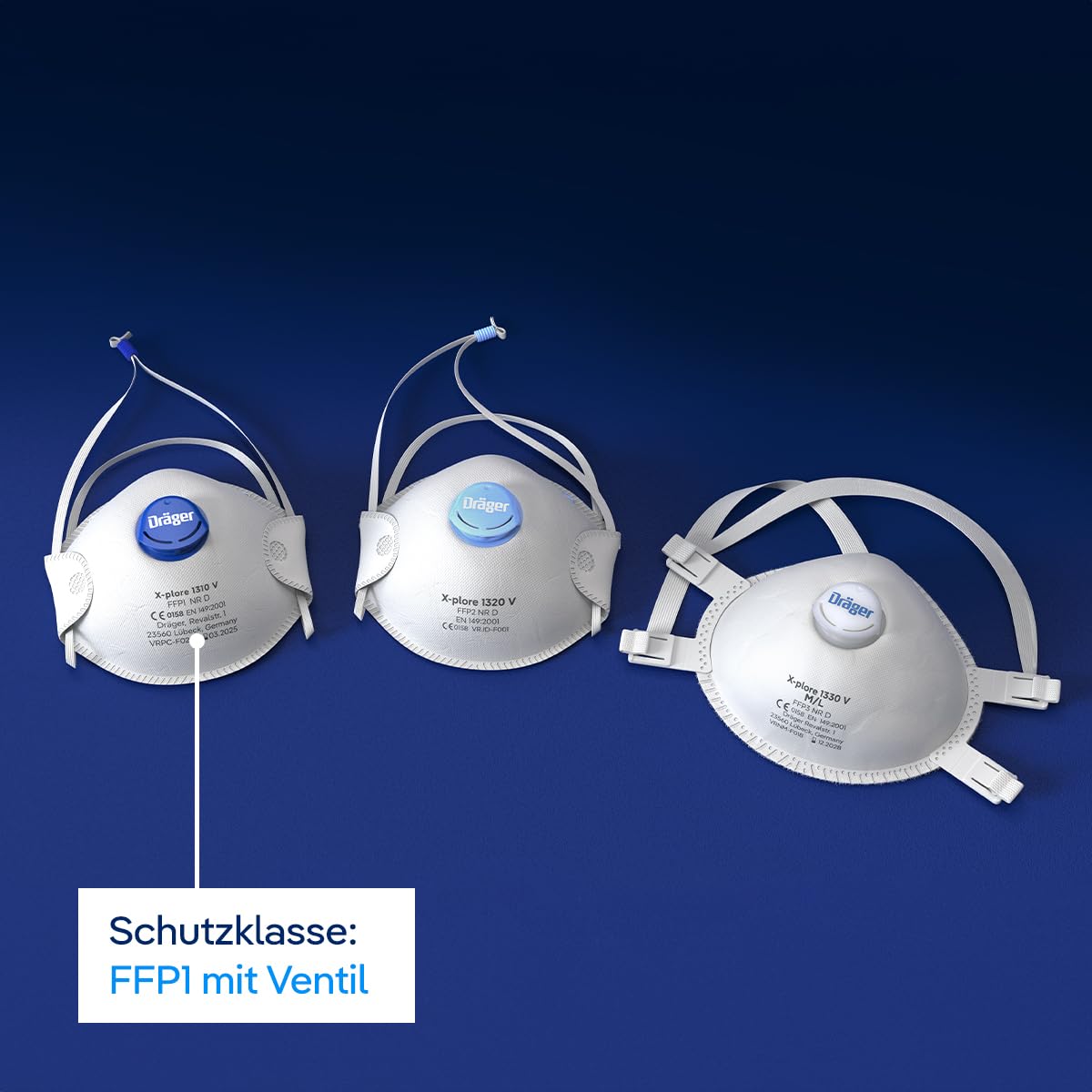Dräger X-plore 1310 V FFP1 Atemschutzmaske mit Ventil, Einweg-Staubmaske gegen ungiftige Stäube und Rauchpartikel, Einheitsgröße