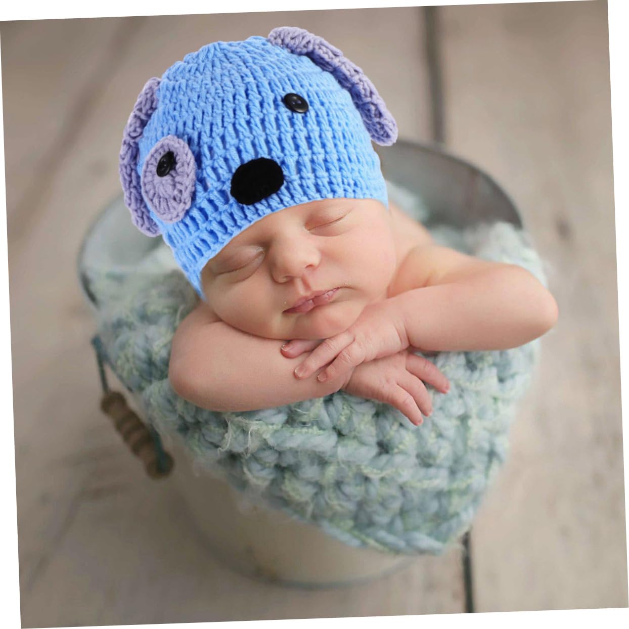 Ropa De Modelado Para Cachorros Para Fotografía De Bebés Azul Accesorios De Recién Nacido Conjunto De Ropa De Punto Gorro Pantalones Cortos