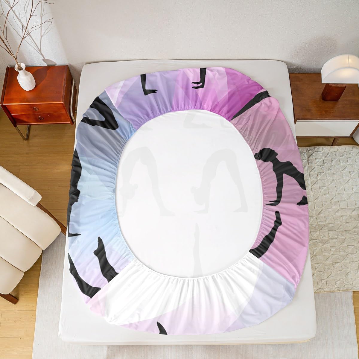 Gymnastik-Bettlaken-Set Doppelbett – Mit Tanz-Silhouette, 100% Polyester, Inkl. Kissenbezug
