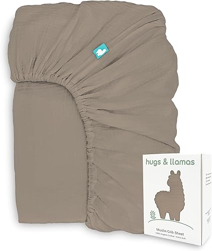 Miniatura 8 de hugs & llamas  Sábana bajera ajustable de muselina de algodón 100% orgánico  Sábanas para cuna de bebé para niños y niñas  Sábanas orgánicas para
