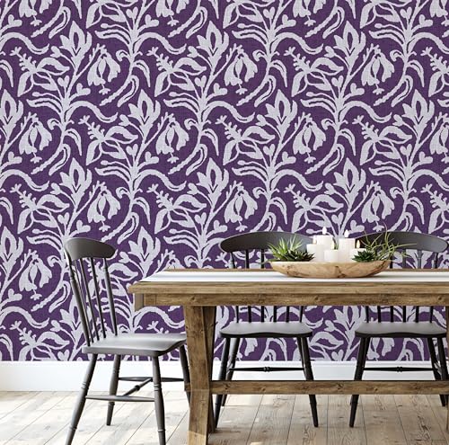 Papier peint vinyle autocollant violet texturé style asiatique