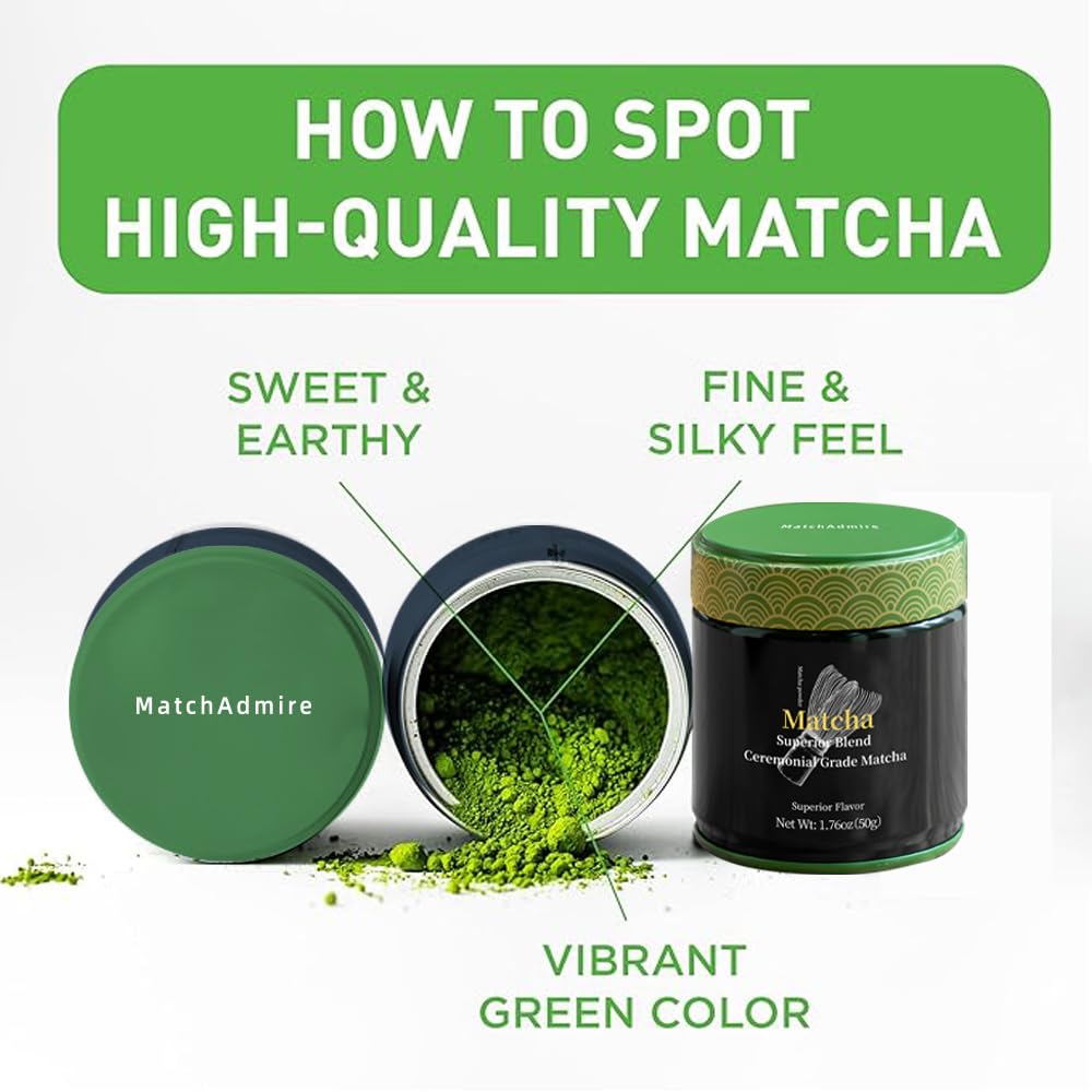 MatchAdmire Matcha Superior Ceremonial Blend – First Harvest Ceremonial Grade Matcha Green Tea Powder (1.76 Ounce (Pack of 1)) - Image 4