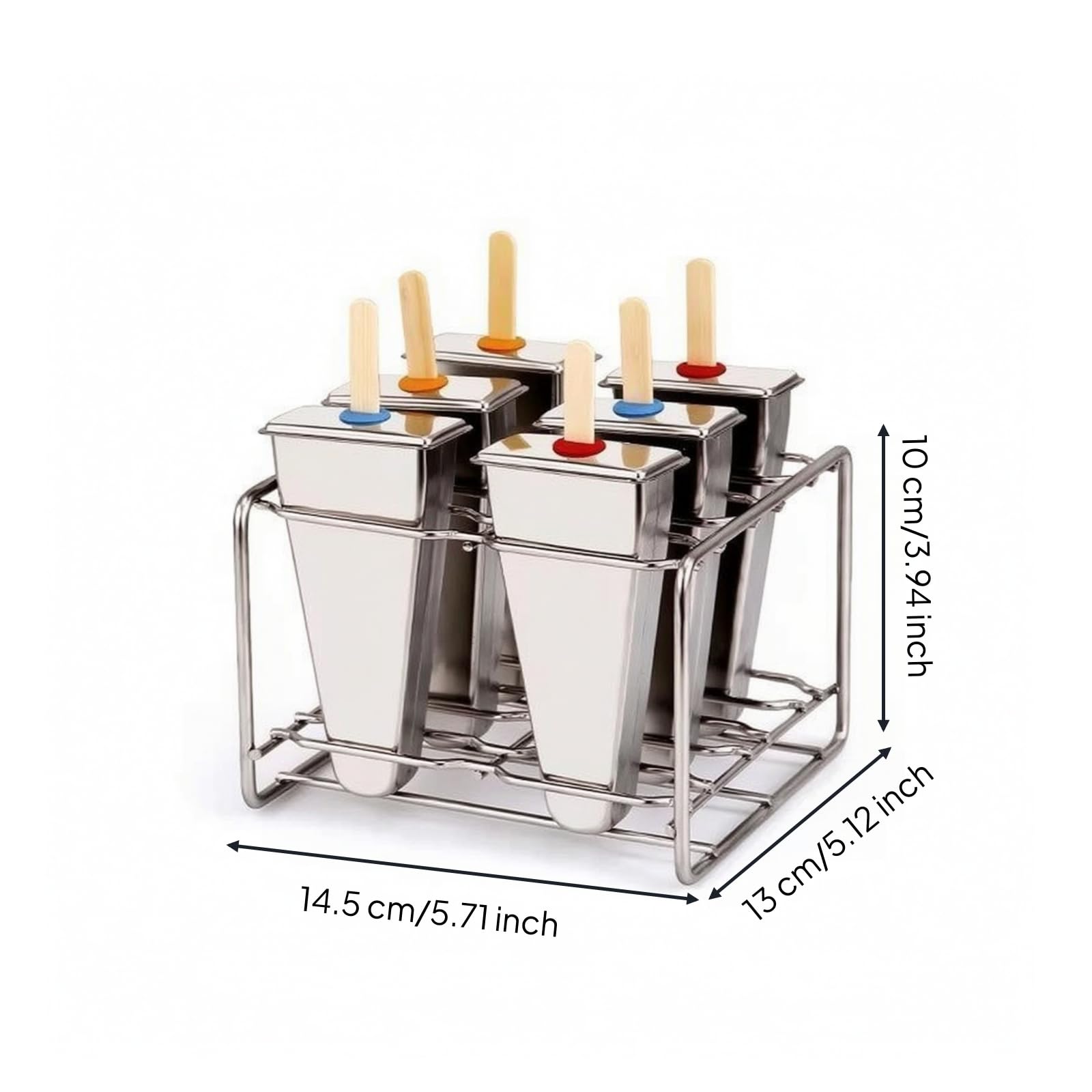 Moule à Esquimaux En Inox Compact Moule à Glace avec Bâtons Pratique Kit Moules à Esquimaux pour Congélateur, 6 Moules À Sucettes Glacées En Forme De Pastèque À Double Fente