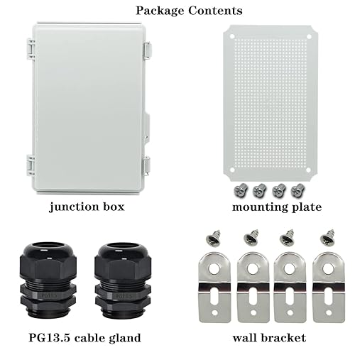 Miniatura 6 de Zulkit Caja de conexiones, caja eléctrica impermeable IP67 con bisagras, cierre de acero inoxidable, caja de plástico para proyecto con soporte de