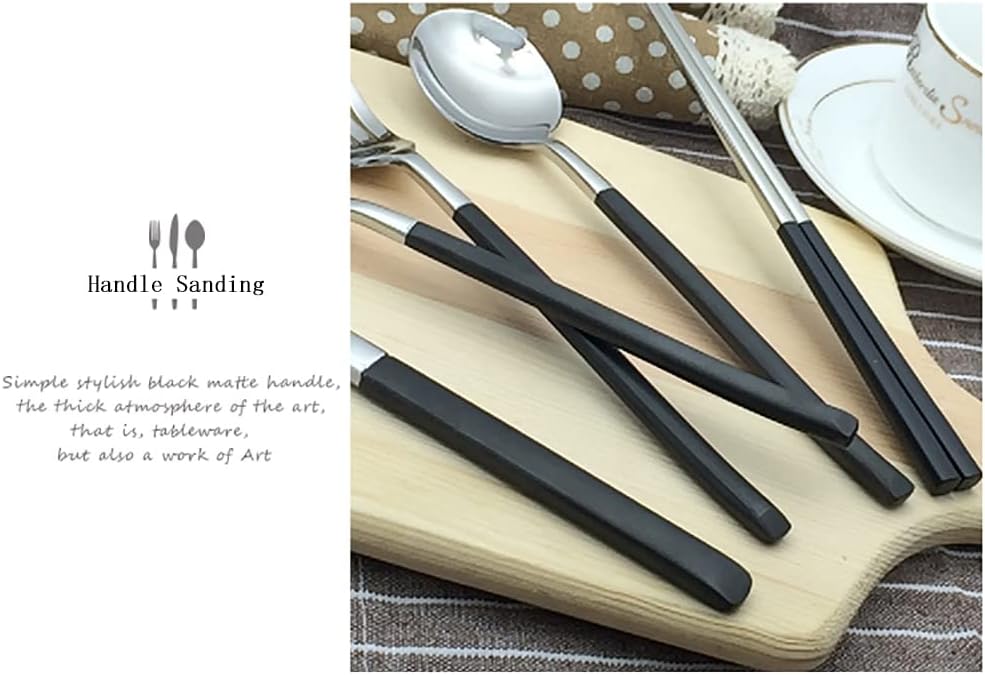 50 Piece Black Flatware Set for 10 Stainless Steel Silverware Sets Delicate Tableware Set for Kitchen Hotel Restaurant Mirror Polished Include Fork Spoon Knife Teaspoon Fruit Fork Cutlery Set