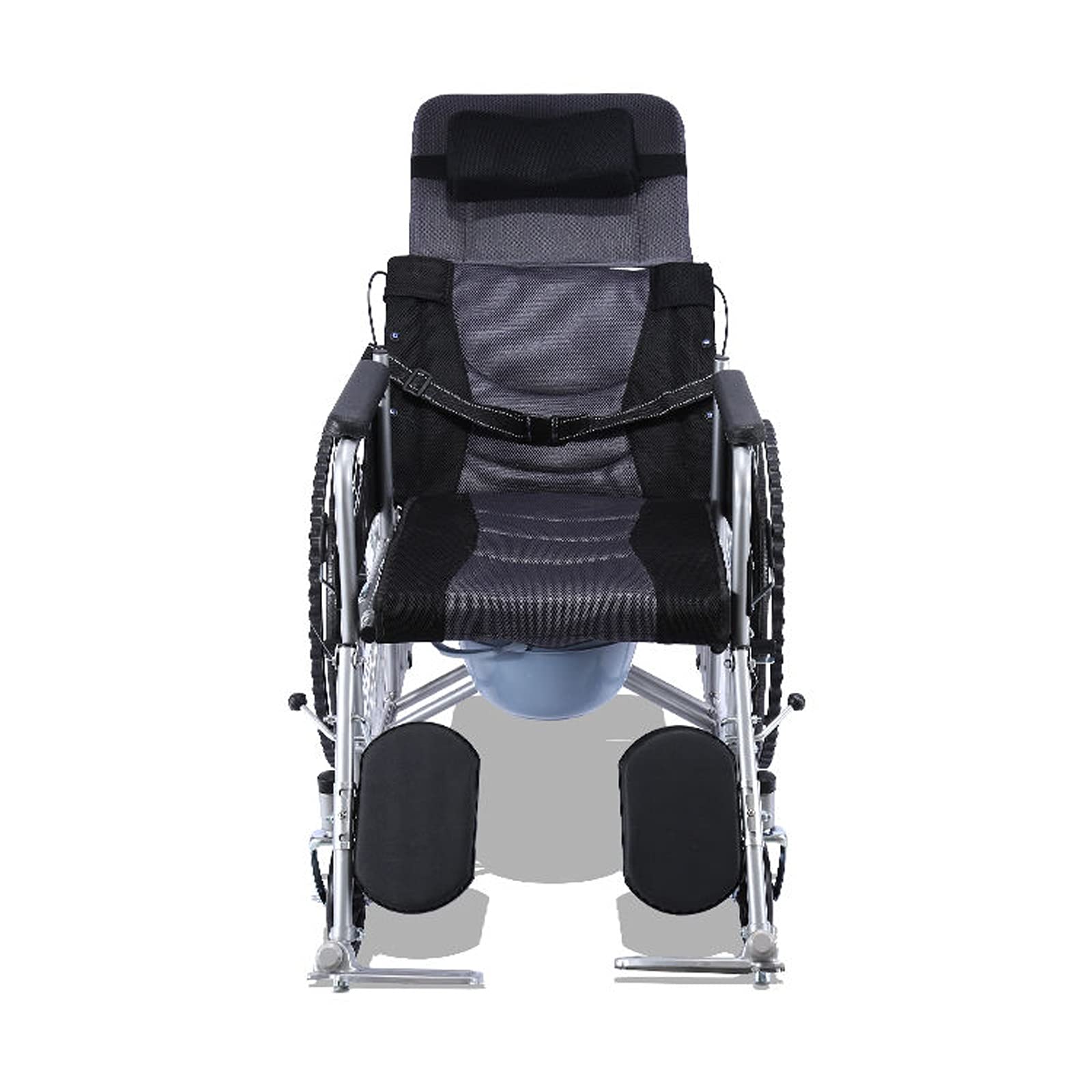 silla de ruedas ﻿ Silla de transporte plegable de acero al carbono, silla de ruedas de viaje con brazos extraíbles y ascensos en las piernas de elevación Silla de ruedas deportiva for 18 '' asiento, 2