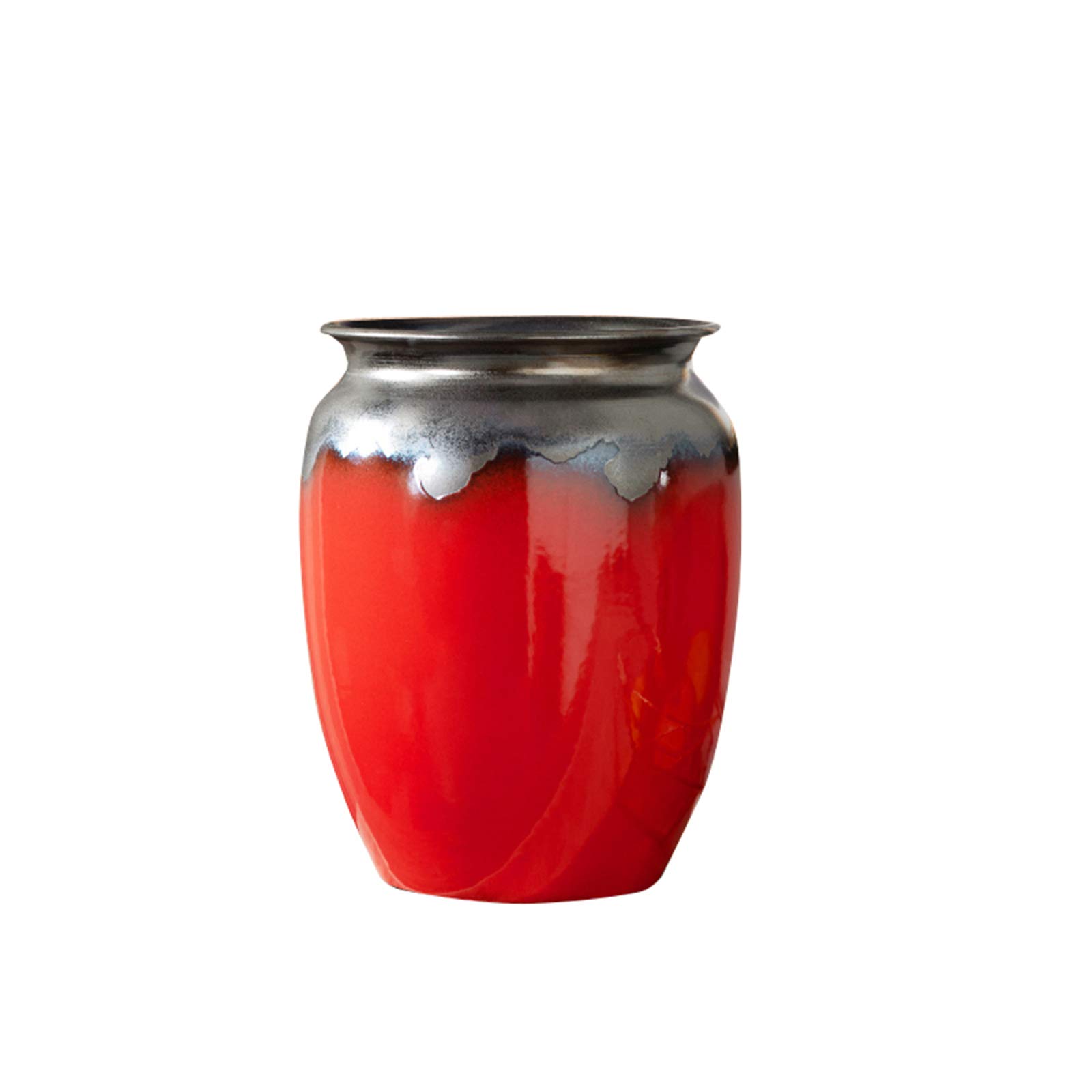 asdchZen Vintage Red Large Vase, Home Hotel Entrance Porch Floor Vase Wedding Banquet Flower Vase